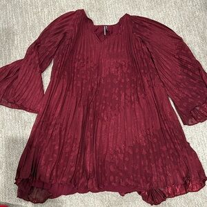 Anthropologie maroon babydoll dress, worn once, size small